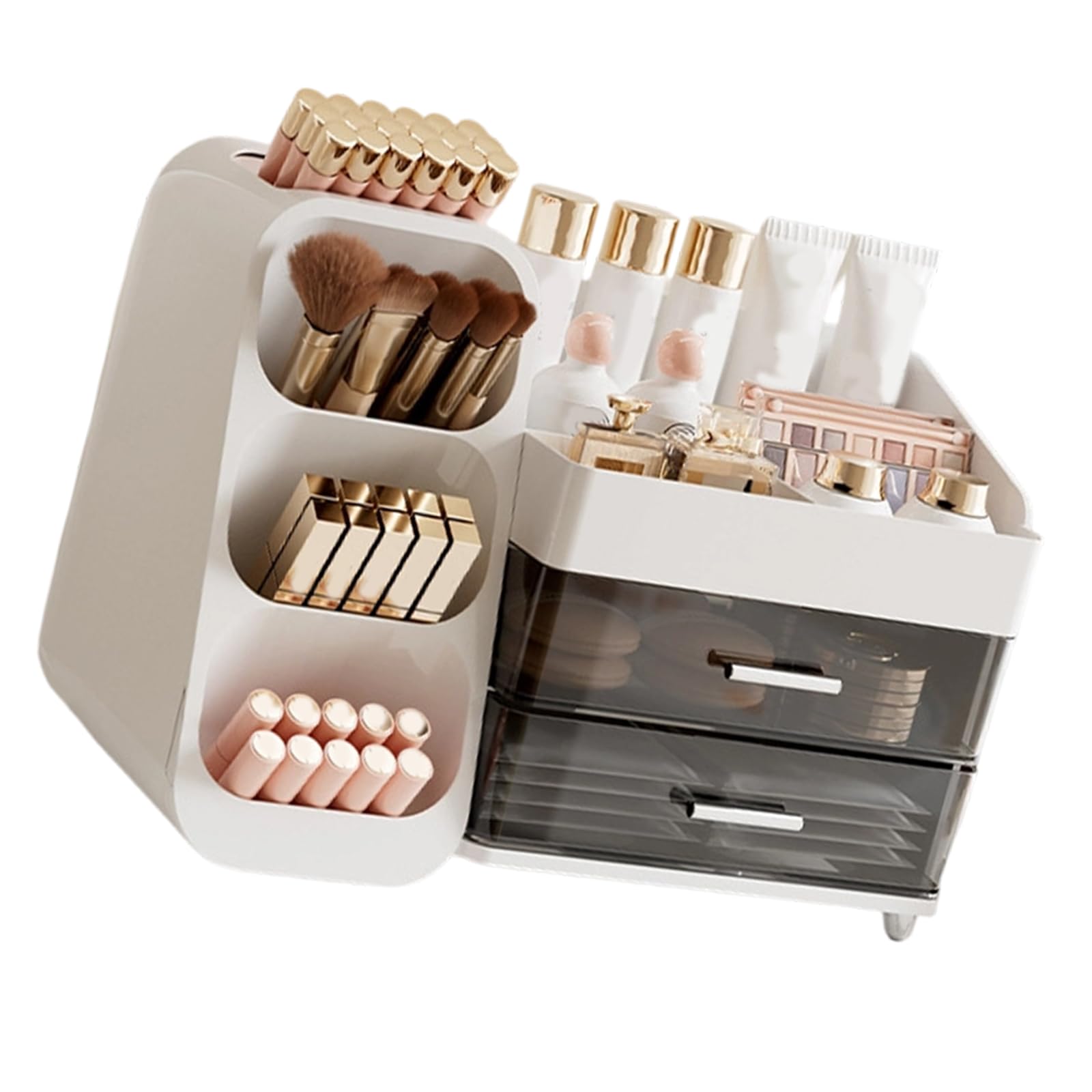 Shurhome Compact Transparent Makeup Box Multiple Sections Space Saving for Cosmetics Lipstick Holder