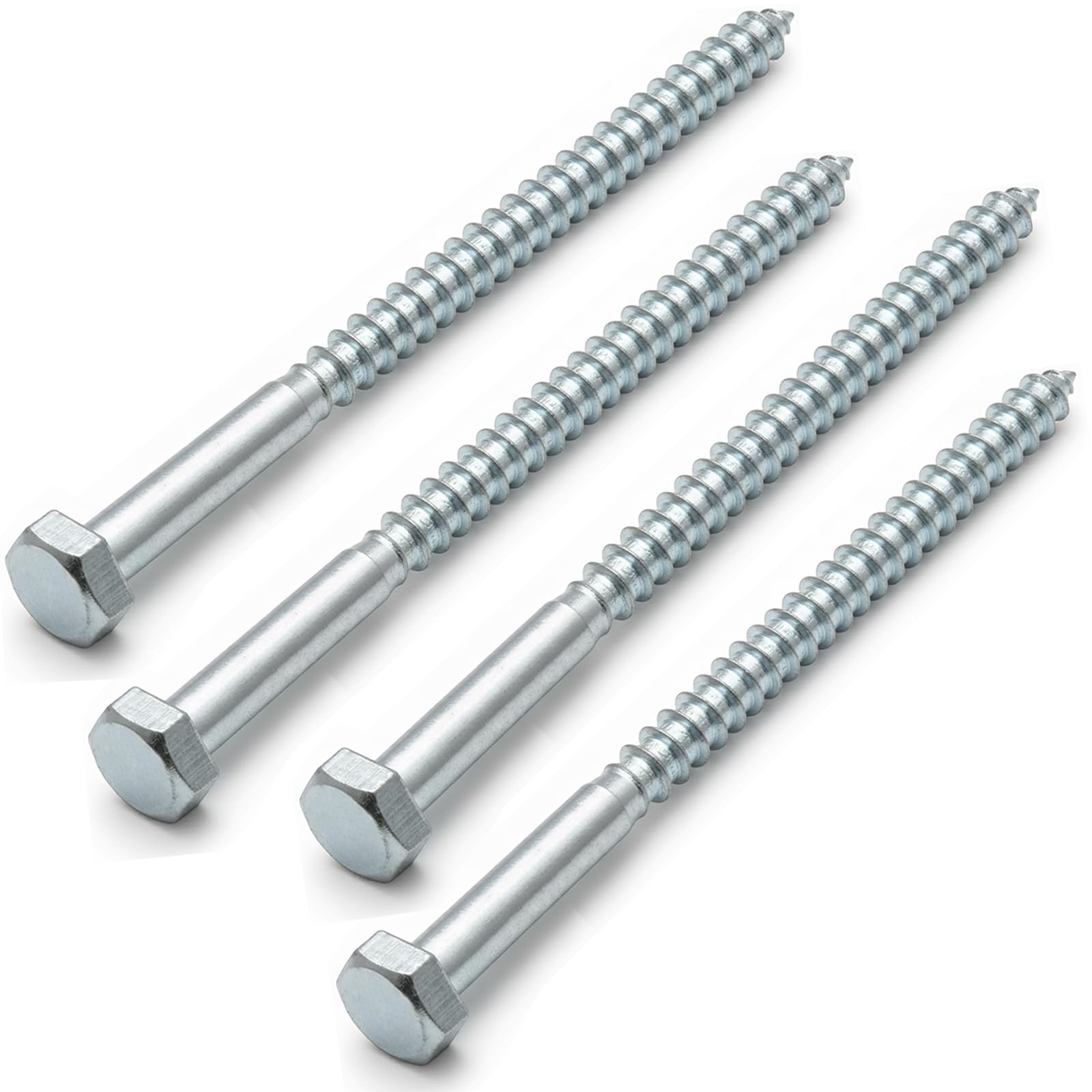 AMLOOPH M10 x 150mm Coach Screws, 5 Pack Heavy Duty Hex Head Lag Bolts 150mm - Zinc Plated Steel Half Thread M10 Self-Tapping Wood Screws for Wood, Brick & Masonry Fixing – Fence, Shelving, Decking — image 1