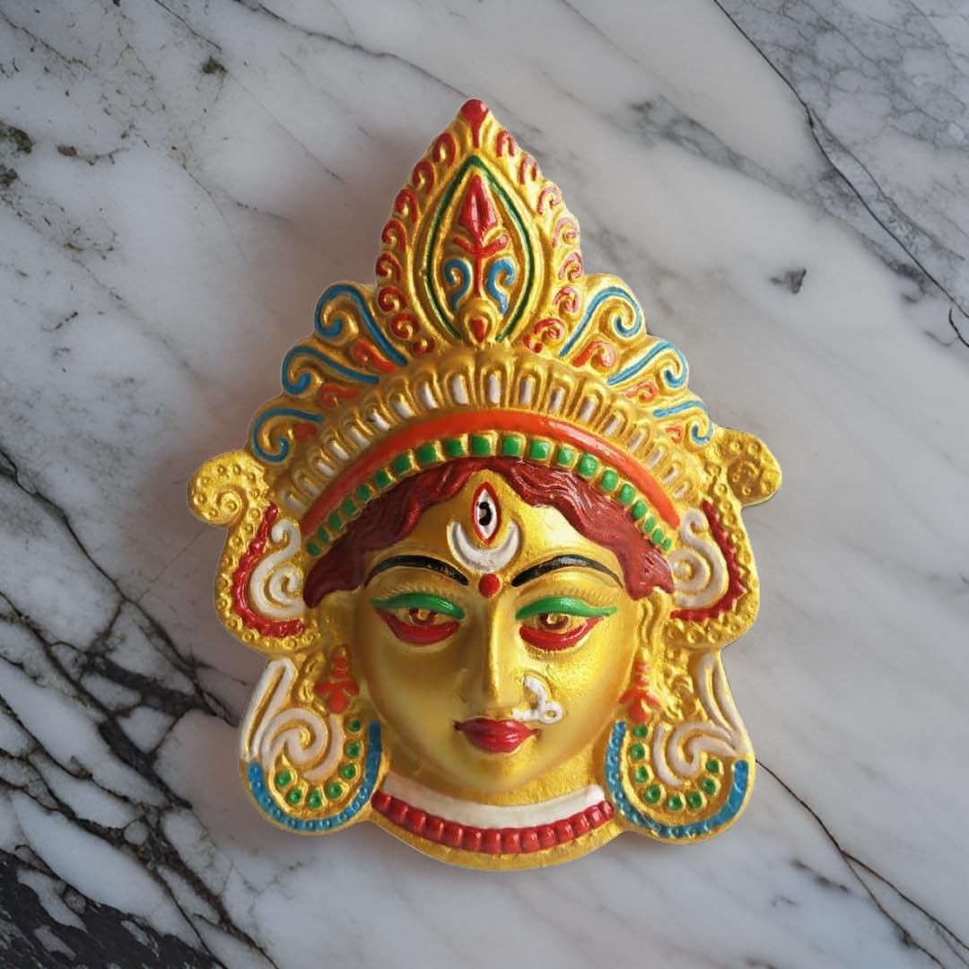 Salvus APP SOLUTIONS Handmade Multicolor Metal Maa Durga Face Mask Wall Hanging For Vastu & Decoration (4.5x6 Inch) (B096XW6T95) Amazon Price History, Amazon Price Tracker