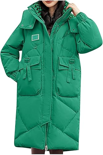 BTLYUIOAPE Fleece Jacket for Women Solid Color Women'S Fashion Casual Hooded Mid-Length Long Sleeve Zip Button Cotton Jacket