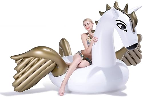 Miniatura 7 de Jasonwell Flotador inflable gigante de unicornio para piscina con válvulas rápidas y flotador inflable gigante de Pegaso de Jasonwell con válvulas