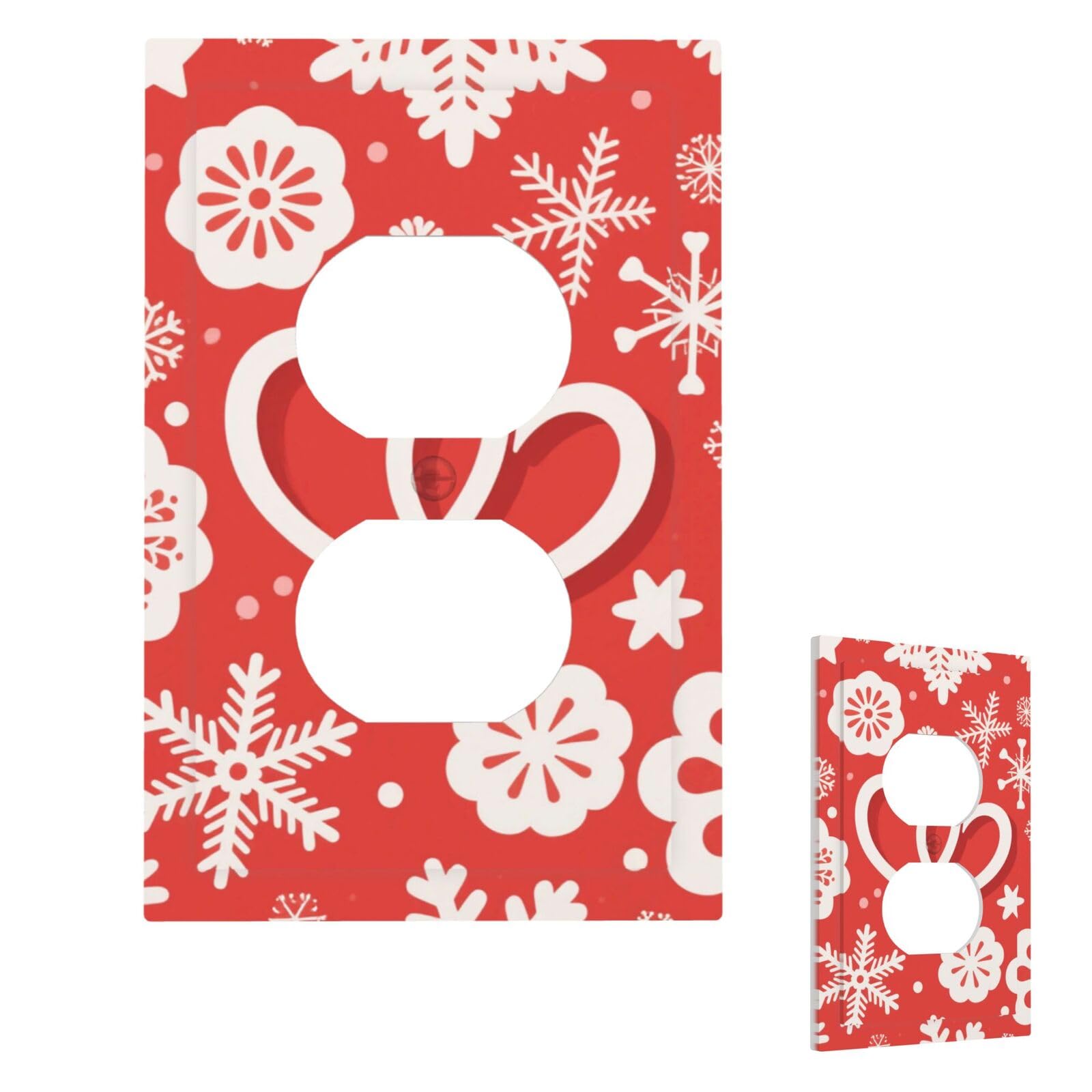 Valentine Hearts Snowflake Flower Wall Plate Cover Modern Decorative 1 Gang Light Switch Cover Unbreakable Receptacle Outlet Covers For Living Room Bedroom Home Decor Duplex