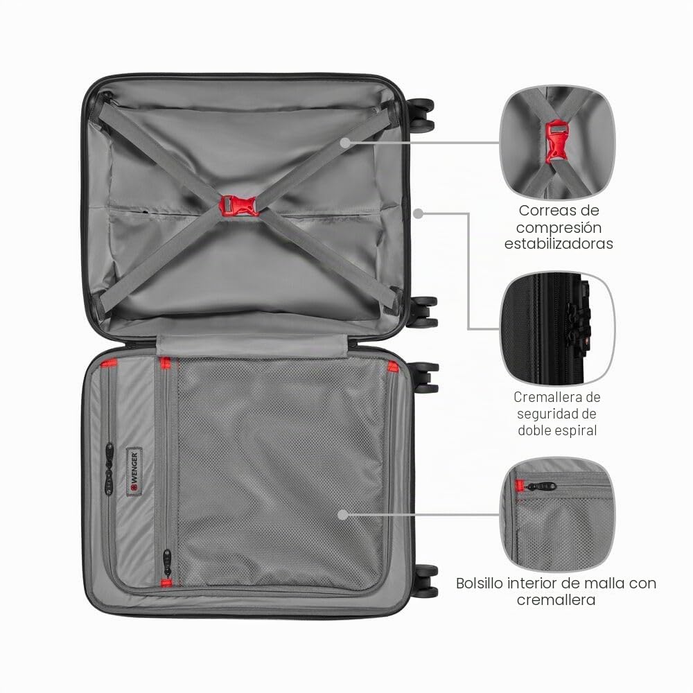 Wenger Legacy Maleta de Carcasa rígida con 4 Ruedas, Trolley, Cierre de Seguridad, Mujer, Hombre, Viajes, Vacaciones