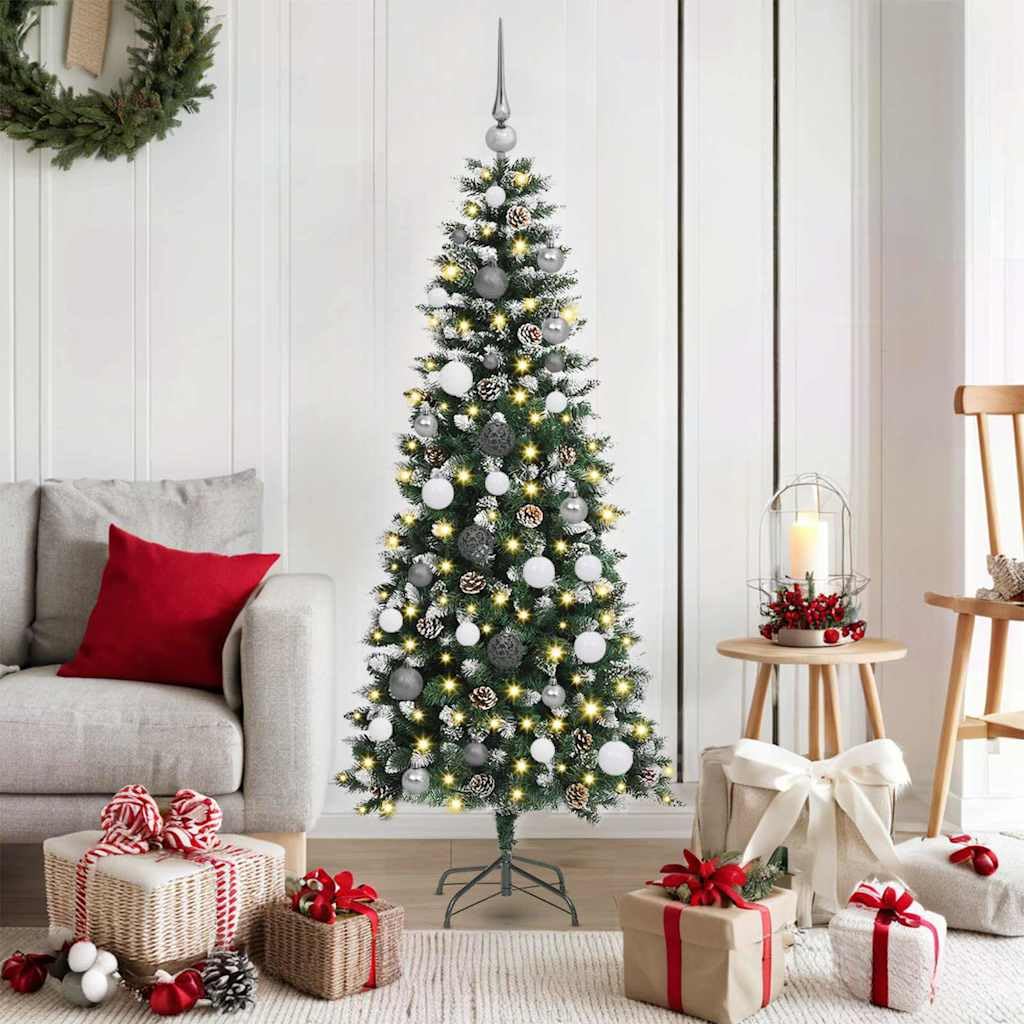 Sapin de Noël vert 150 cm à guirlande USB pour illuminer votre salon chaleureux