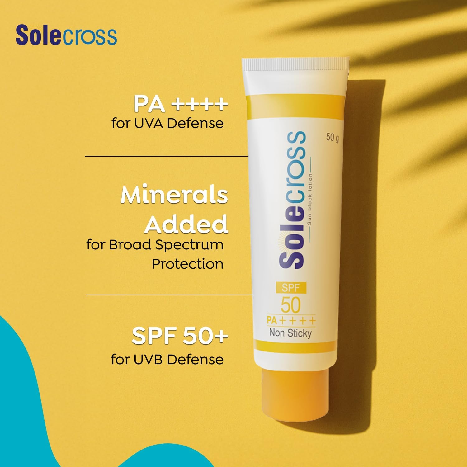 KDIT Sole-Cross Sun Block Lotion, SPF 50, PA++++, Non Sticky, Broad Spectrum UVA and UVB Protection, 50g 1