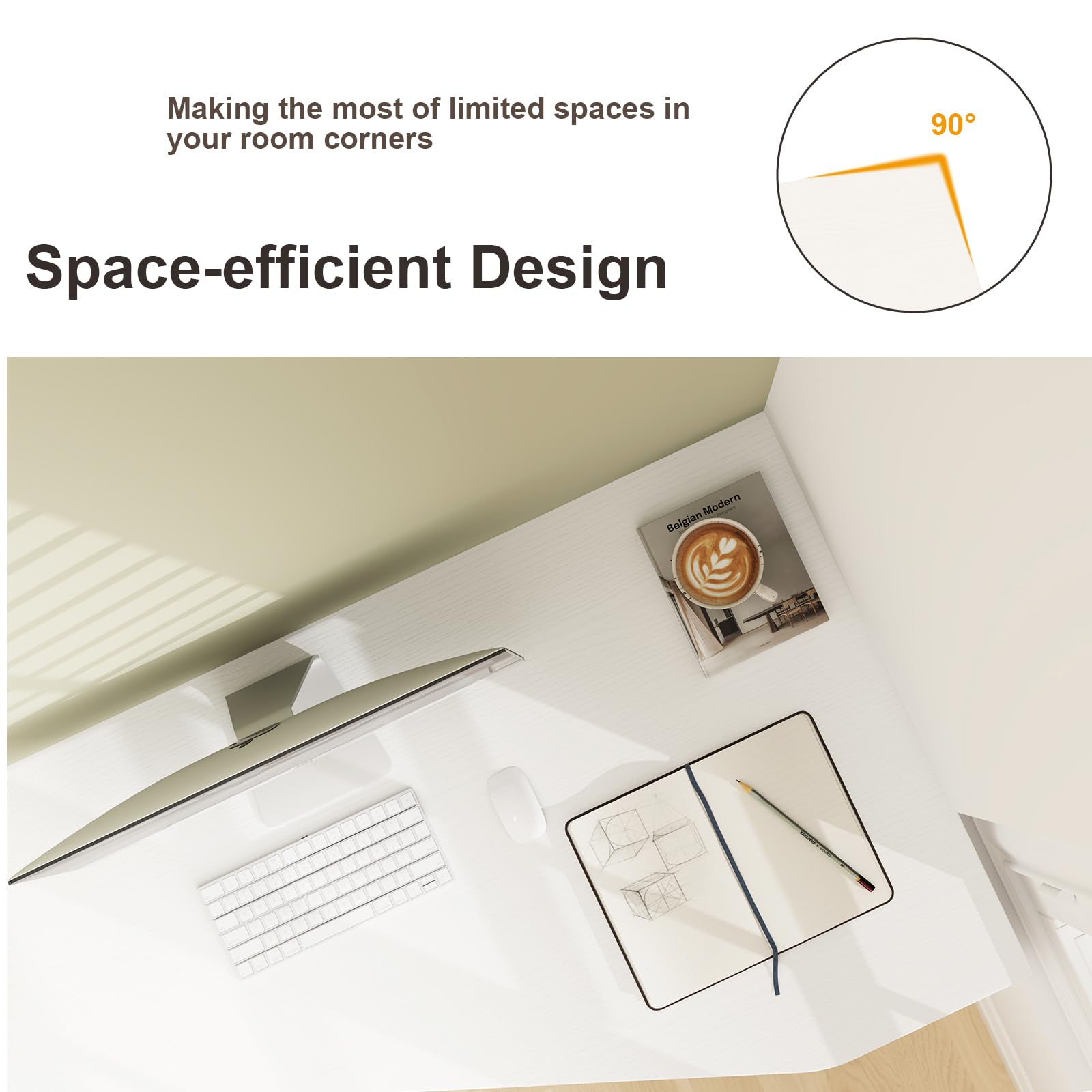 LIFEZEAL Scrivania Salvaspazio a L, Scrivania Angolare, Bianca, 120cm, con Cassetto e 4 Scomparti, Porta PC, Computer, per Ufficio, Studio, Cameretta, Moderno, Tavolo da Lavoro, Max 145kg, in Legno