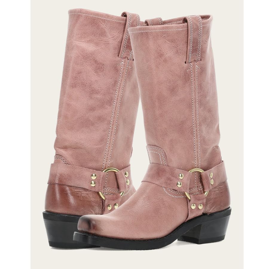 Cowboy Boots for Women Square Snip Toe Chunky Low Heel Western Boots Motorcycle Pull On Bootis Shoes2