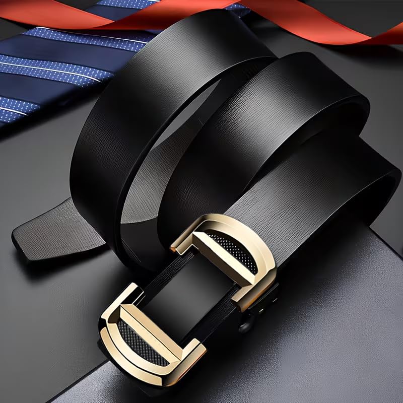 Image of NAPA HIDE Men's Auto Lock Vegan Leather Belt | Stylish Adjustable Buckle Belt for Formal & Casual Wear I Fits upto 40 Inches Waist size