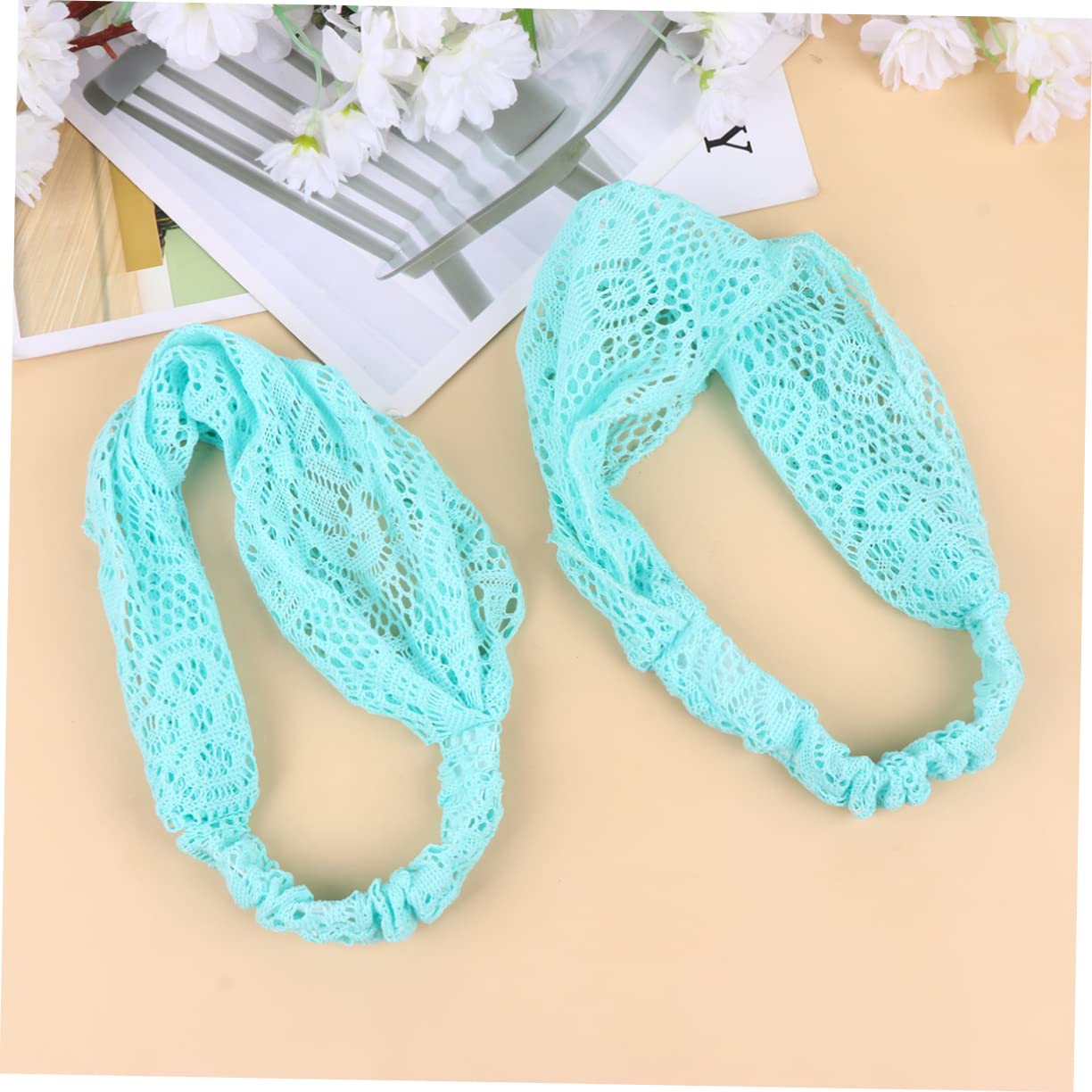 Ipetboom 4pezzi Fascia Pizzo Elasticizzata Per Donne e Ragazze Da Blu Accessorio Elegante Per Occasioni e Uso Quotidiano Design Chic e Lavorazione Raffinata Per Look Romantico