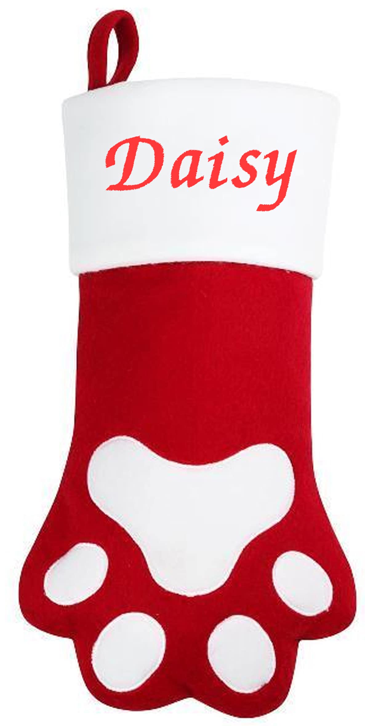 Kids Essentials Personalised Pet Christmas Stocking Xmas Dog Cat Animal Stocking (Red Paw)
