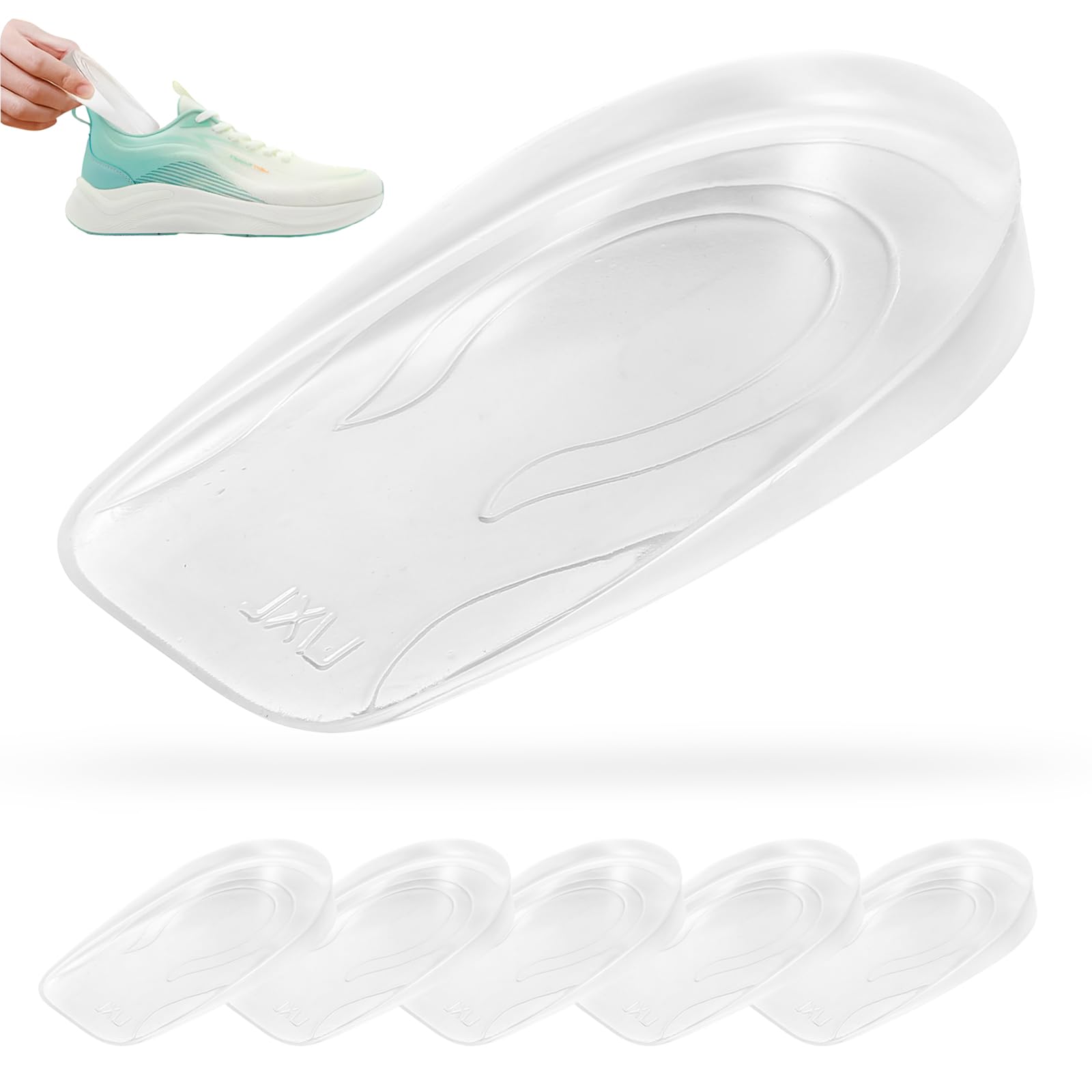 6 Pcs Plantillas Altura Hombre y Mujer, 2 cmPlantillas de Gel de Silicona para Talón, Plantillas para Zapatos Aumentar la Altura, Soporte y Amortiguación de Impactos (2 cm)