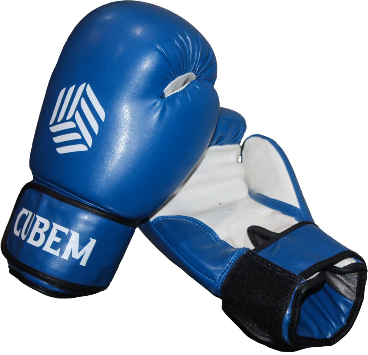 CBM271 rękawice bokserskie, skórzane, biało-niebieskie, do muay thai, kickboxingu, worek bokserski