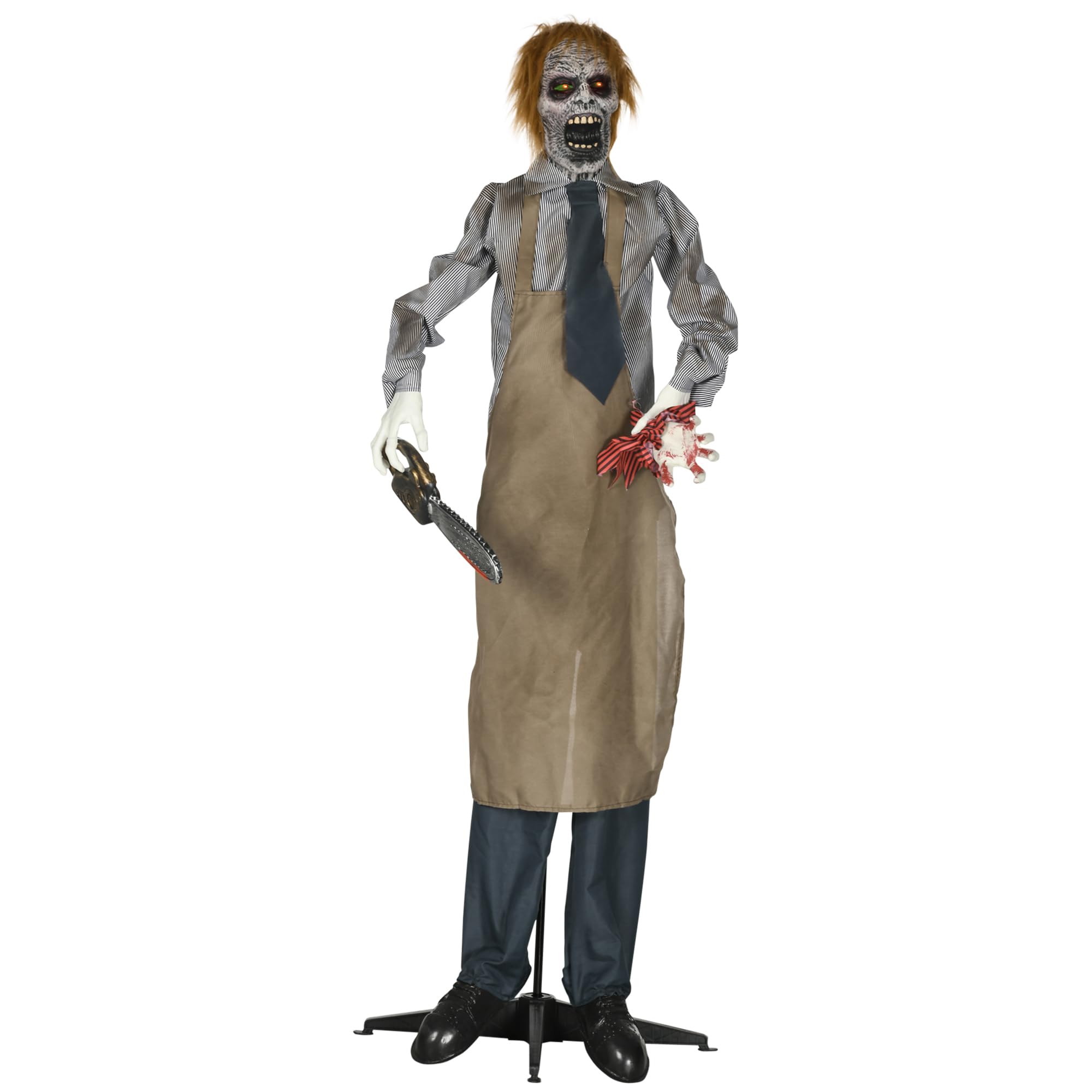 Homcom Khaki Life Size Outdoor Halloween Decoration Animatronic Chainsaw In | Size: 1 Pack
