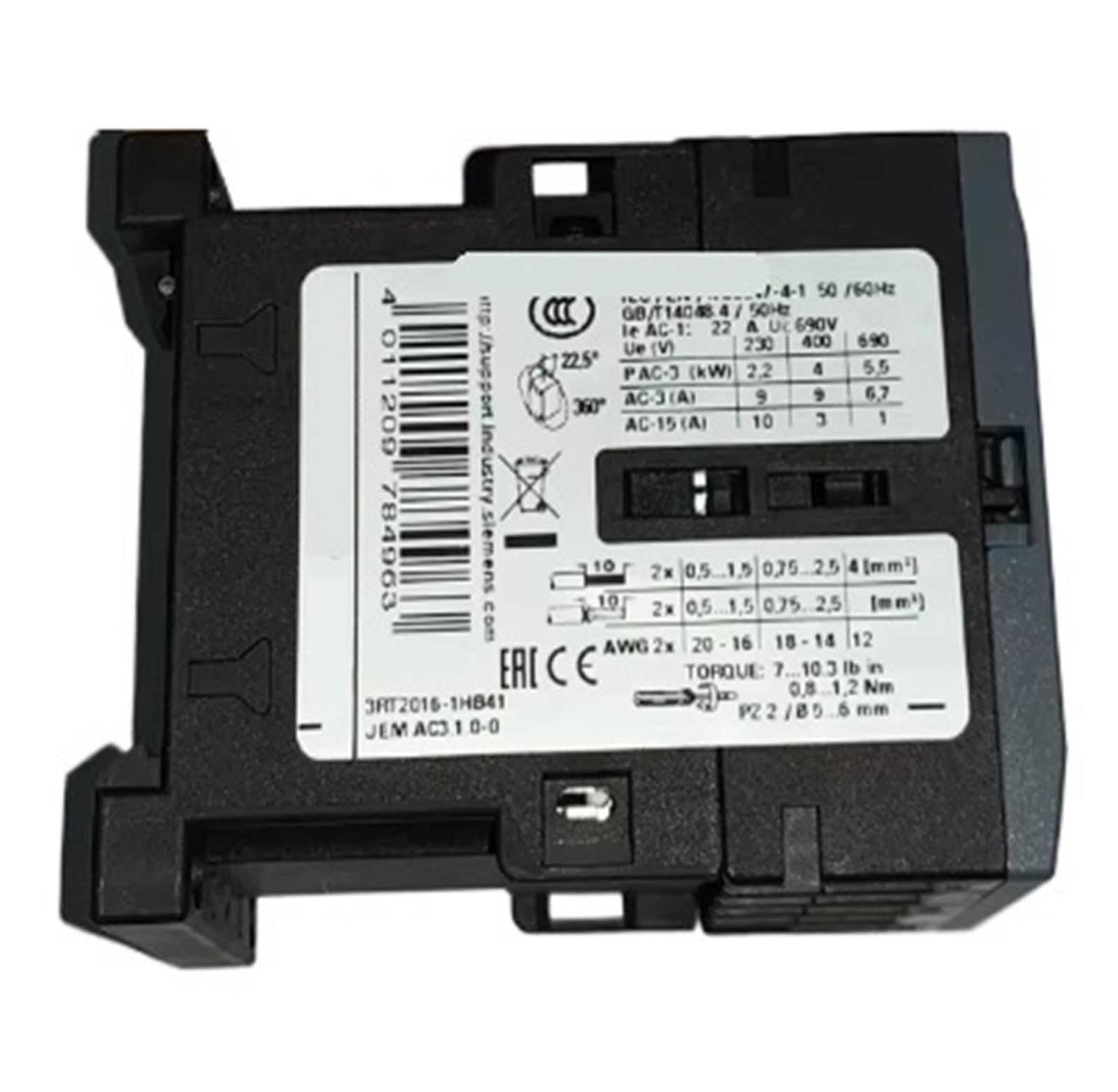 Contacteur 3RT2016-1HB42 tripolaire 24V DC relais de commande moteur taille S00