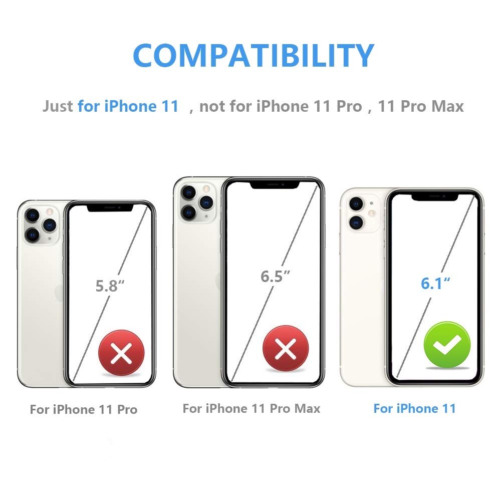 Onetop for iPhone 11 Wallet Case with Card Holder, 360° Rotation Ring Kickstand RFID Blocking PU Leather Double Magnetic Clasp Shockproof Cover for Women and Girls 6.1 Inch (Black)