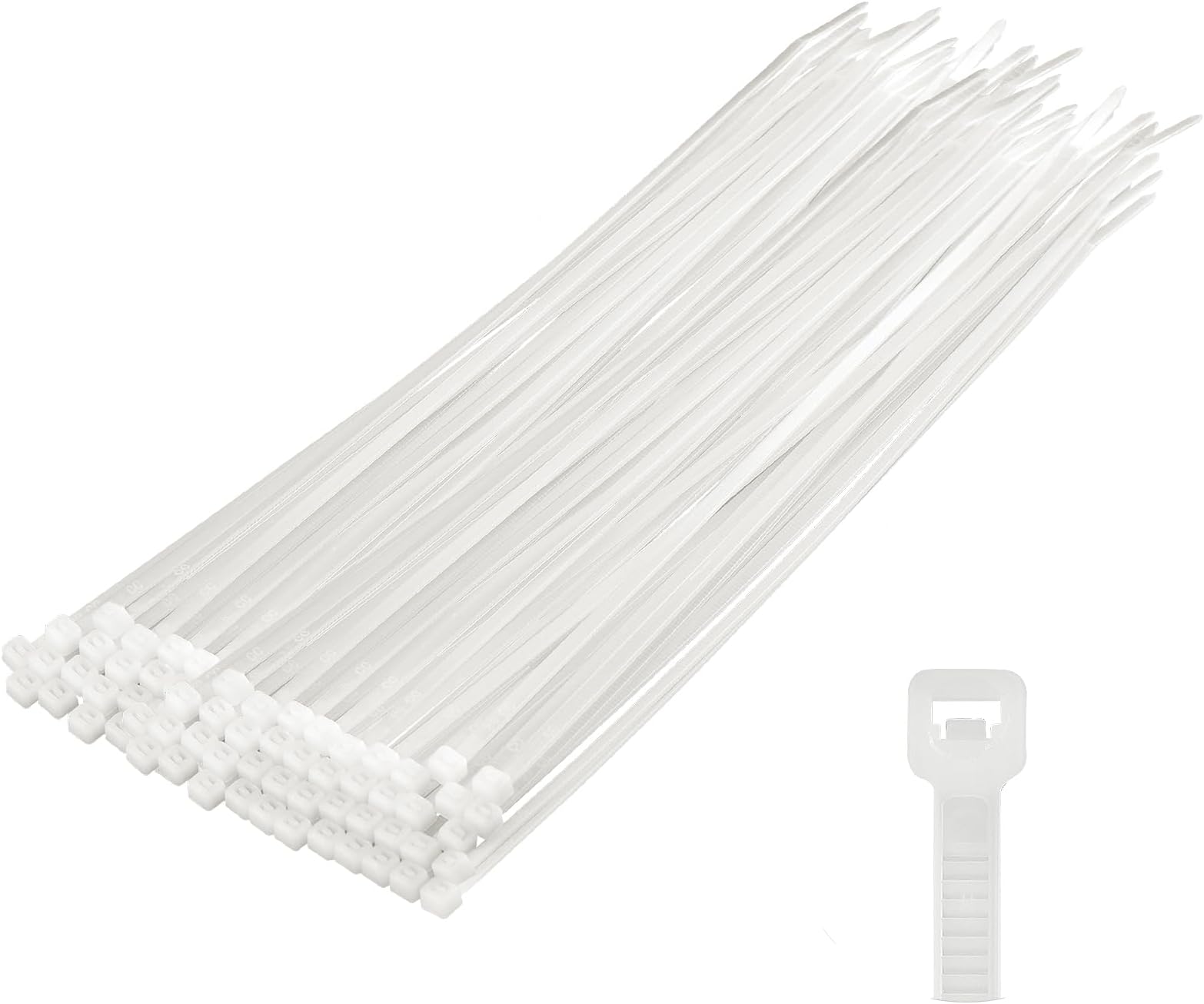 White Multi-Purpose Cable Ties, Cable Ties Reusable, Nylon Zip Ties, Tie Wraps Heavy Duty, Secure Self-Locking Mechanism, for Household, Office, Garden and DIY