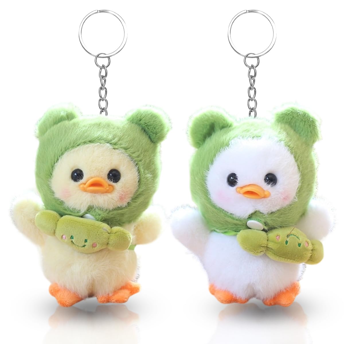 Nimblustoy Unisex Yellow And White 2 Pcs Duck Keychain, Duck Plush Keyring, Cute Keychain Charm, Yellow Plush Keyring Stuffed Toys Decoration For Bag, Purse Wallet Birthday Chrismas Party