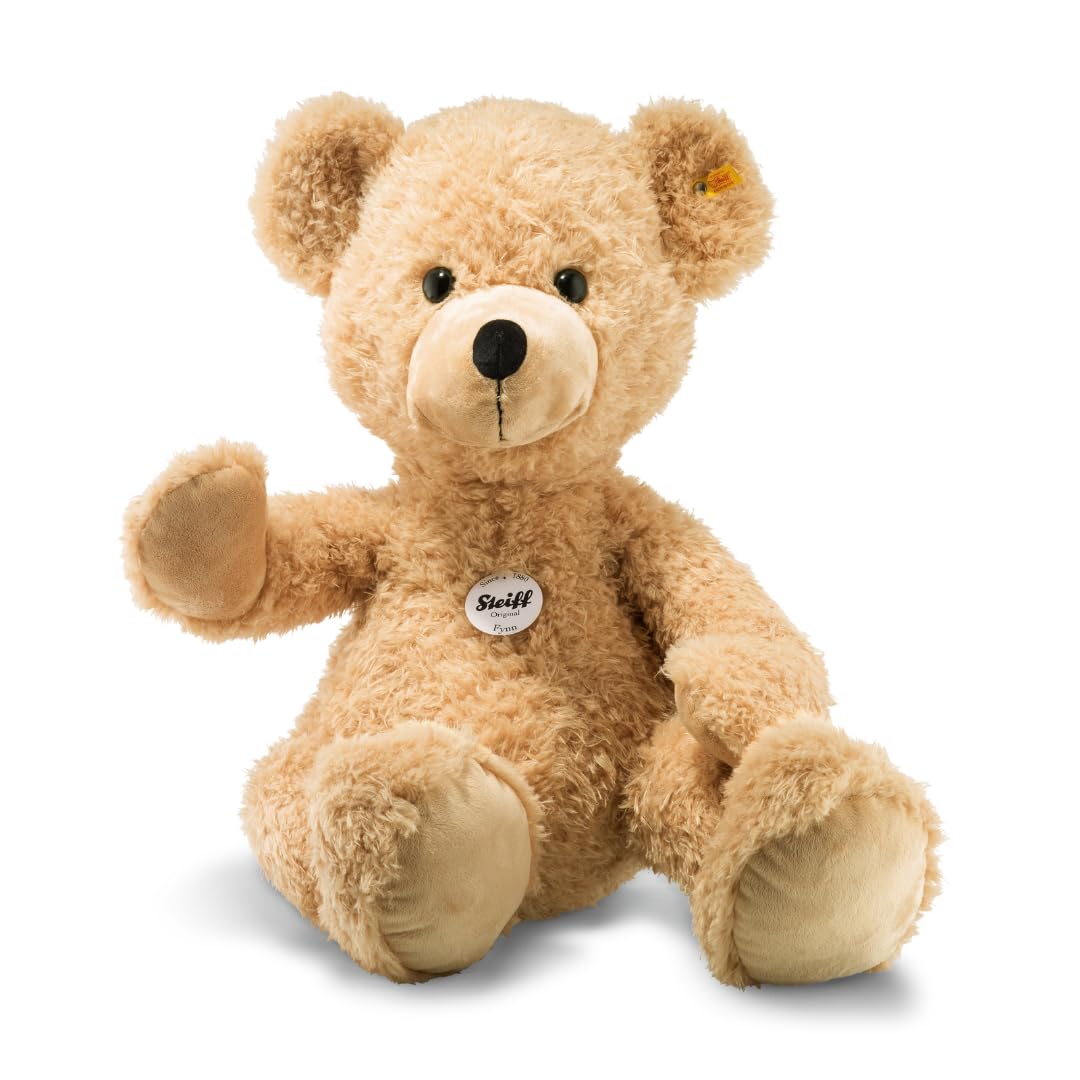Steiff Kuscheltier Fynn Teddybär, Süßes Stofftier mit Kunststoffaugen, Kinder, Jungen & Mädchen, Friends, Plüschtier 80 cm, Beige, 111389