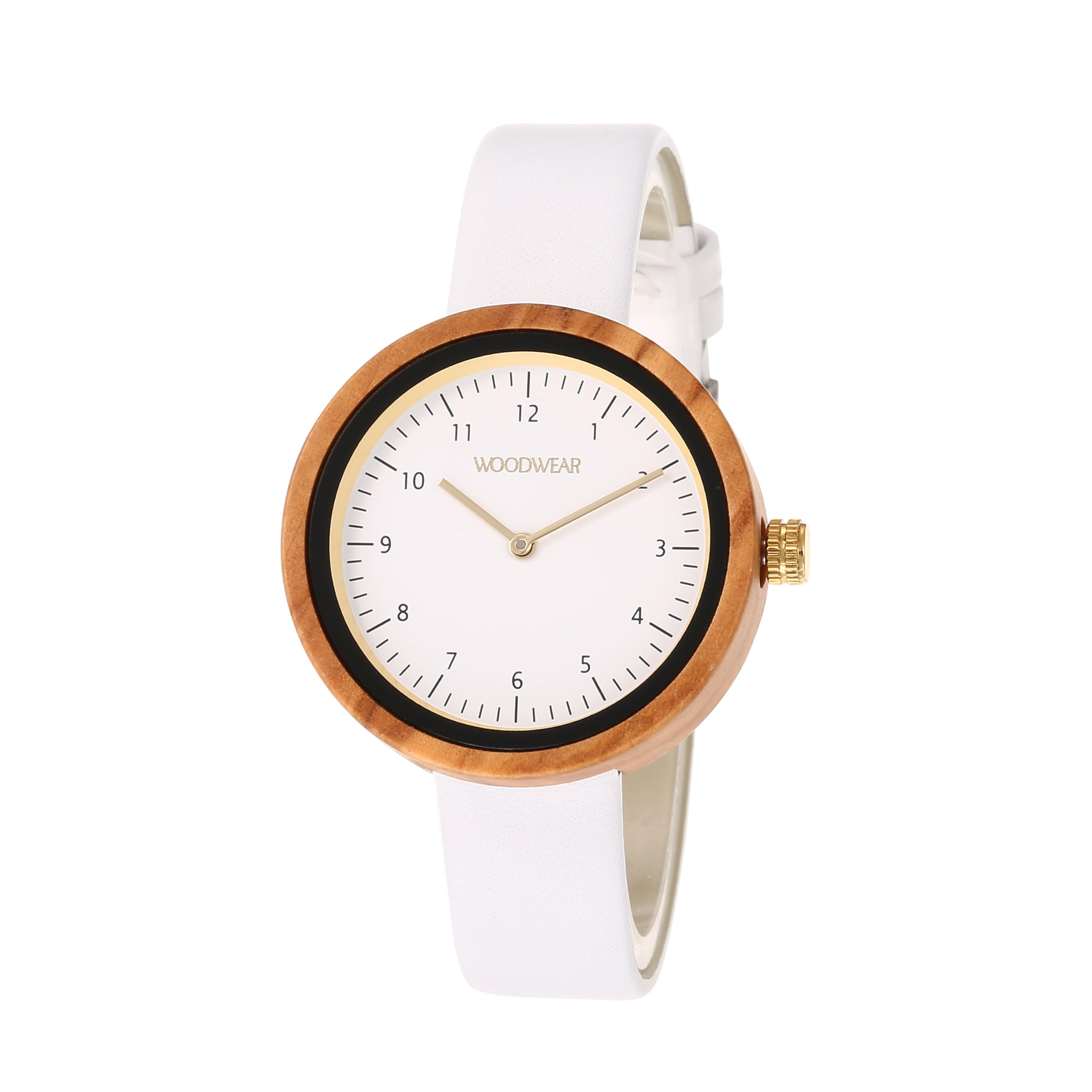 woodwear Orologio da donna in legno, ultraleggero ed elegante, cassa in legno sostenibile con cinturino in vera pelle, modello White Dawn, Blue Haze, Desert Bloom (beige, bianco)