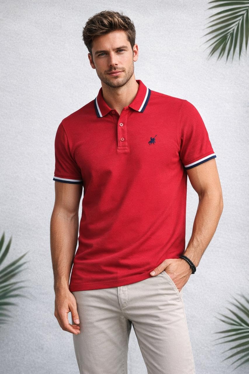rf raves Raves Men's Cotton Polo T-Shirt with Premium Jacquard Collar, Breathable Fabric, Short Sleeve Casual Wear-picture-16
