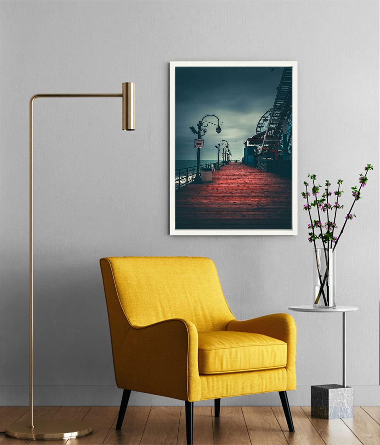 Xtreme SkinsXtremeSkins Designs Print White Wood Floater Framed Canvas Wall Art Decoration Poster (10x14 Inch) - Dockside