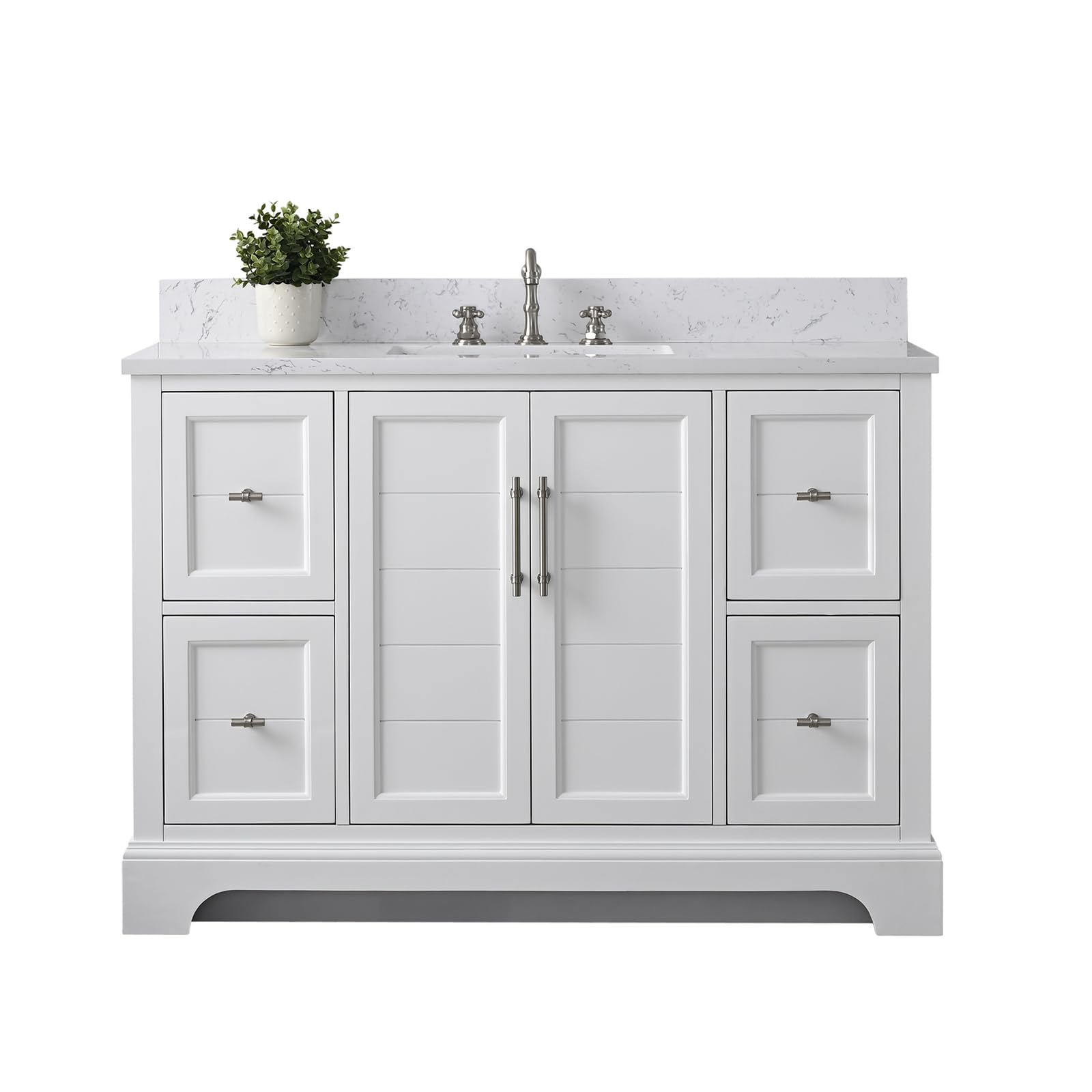 HOMEBEYOND 48 Inch Bathroom Vanity with Single Sink and Ceramic Top