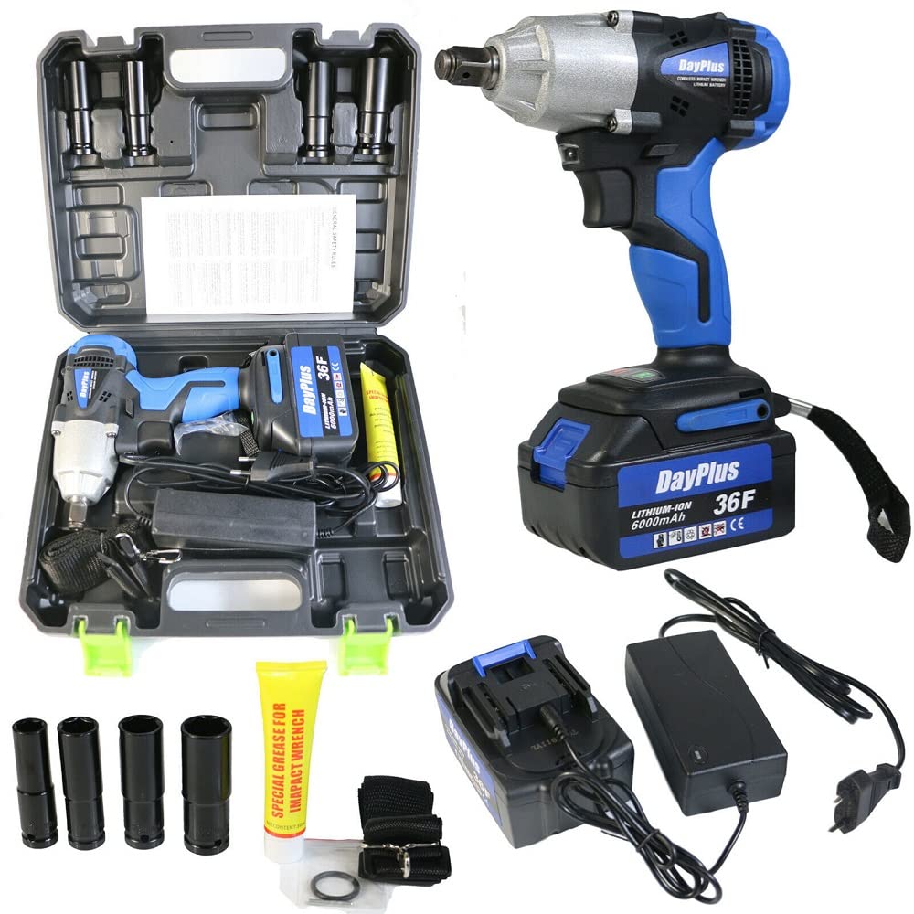 Lucn Visseuse à Chocs Brushless 18V Visseuse Électrique sans Fil avec Éclairage LED, Clé à chocs sans fil 420Nm Pistolet à écrou à cliquet 1/2" + Mallette de transport + 1 batterie