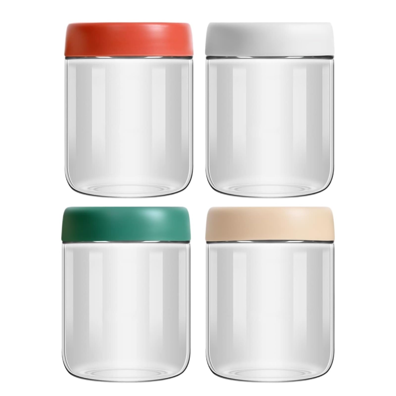 Vorratsgläser mit Deckel Set Mit 4 Vorratsgläsern Aus Glas Deckel for Behälter Zur Essenszubereitung Aufbewahrungsgläser Küche(500ml)