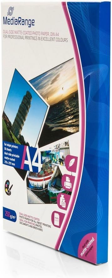MediaRange MRINK112 Photo Paper A4 White 50 Sheets 250gr matt Coated on Both Sides