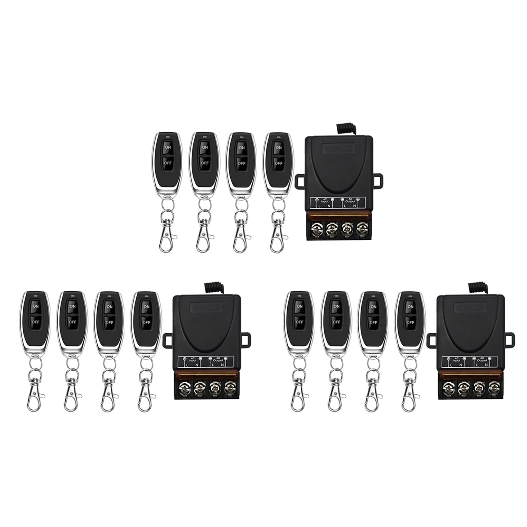 Jnchdghwa Black 3X Ac 220V 30A 1Ch 433Mhz Wireless Remote Control Switch Relay Receiver + Off/On Transmitter A