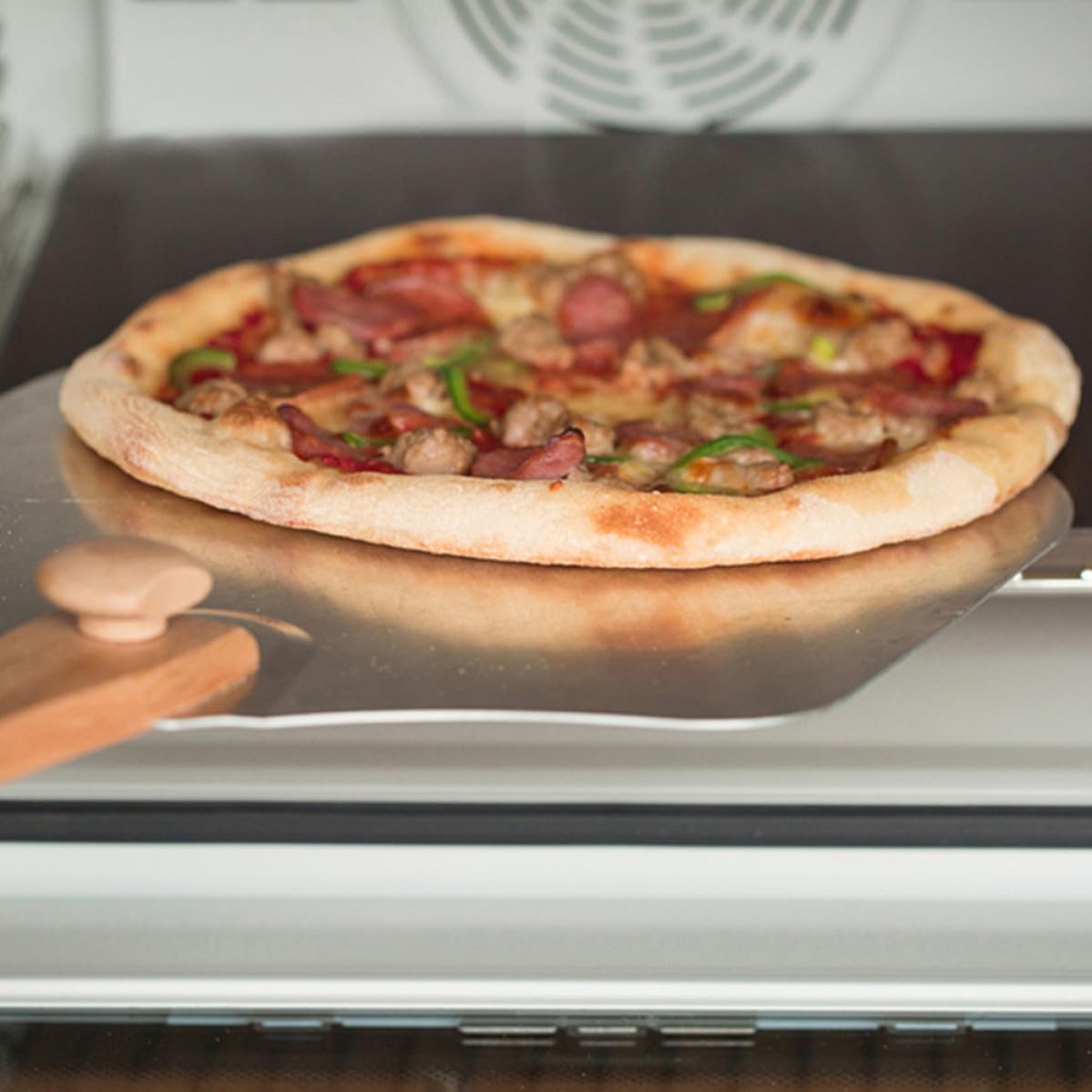 2 Pezzi Pala per Pizza Pieghevole in Alluminio Manico in Legno, Set