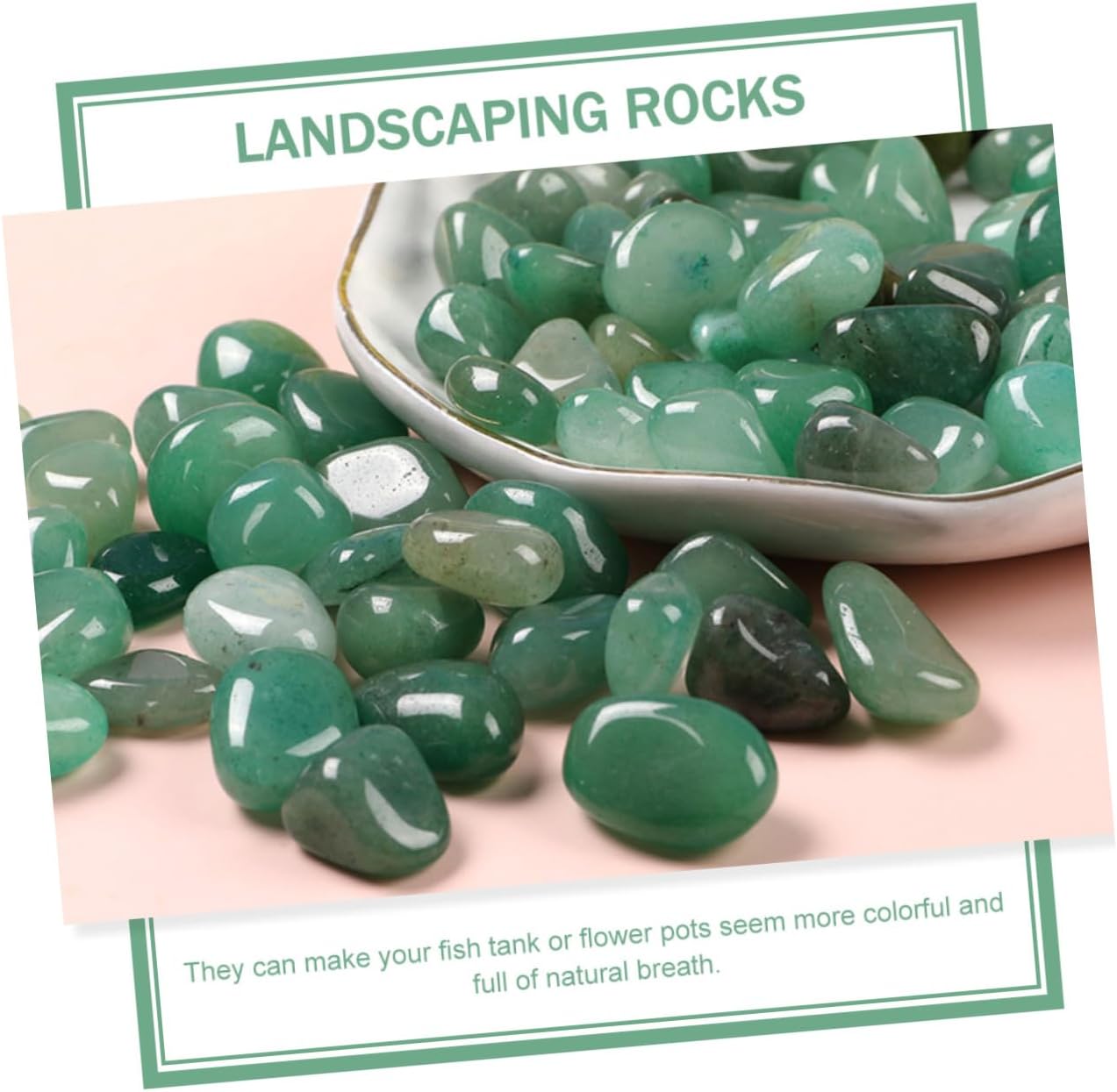COLLBATH 1set Natural Jade Decorative Rocks for Aquarium Fish Tank Stone Gravel Smooth Polished Stones for Aquascaping Fish Tank Decor