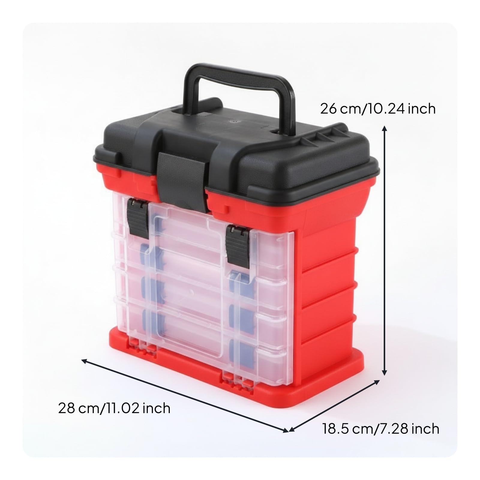 Boîte Pêche à Tiroirs Plastique Coffret Pêche Portable Cinq Niveaux, Rouge