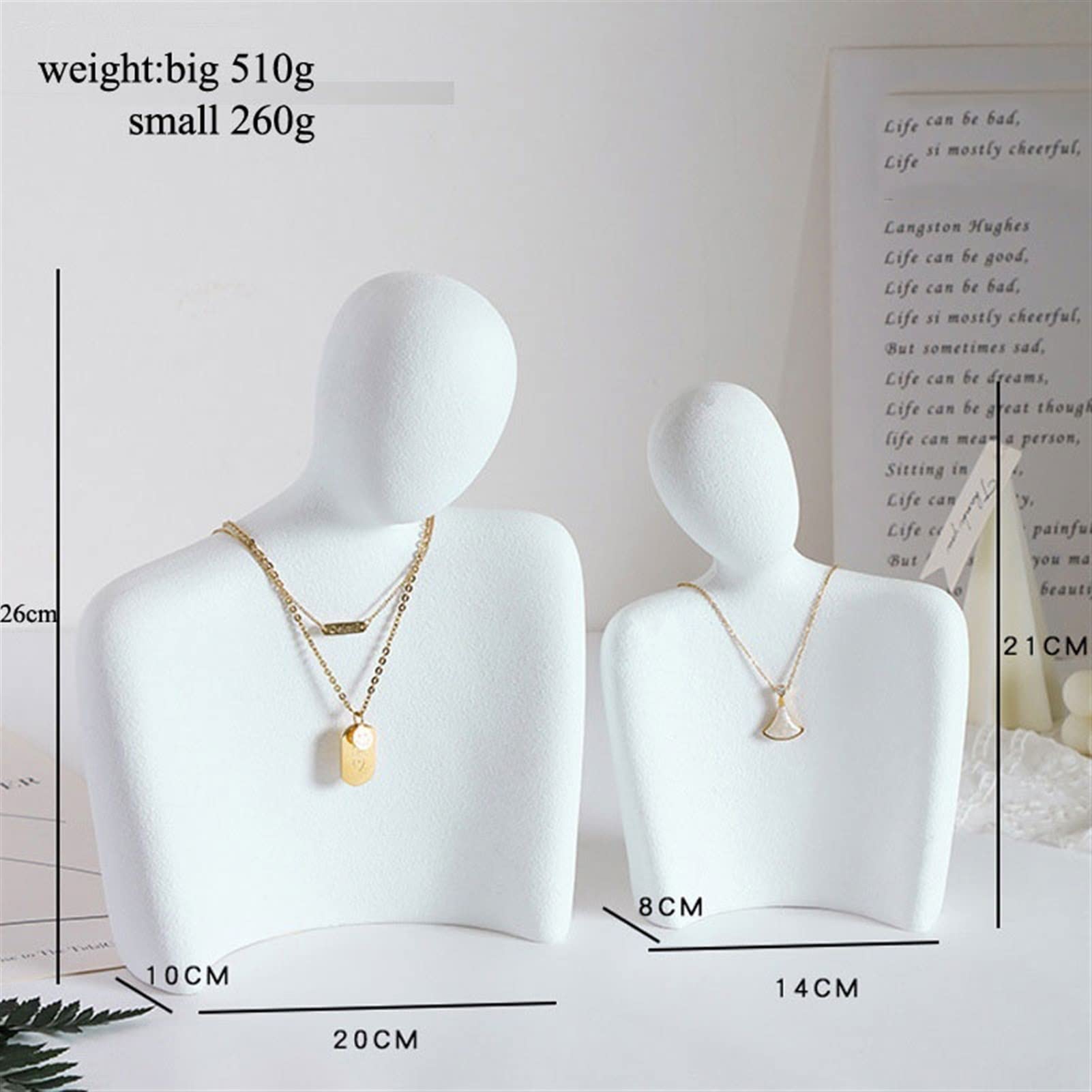 Gioielli Supporto Espositore Carino L/M. Resina Opaca Bianco/Nero Medio Medium Side Portrait Model Orecchini Collana Gioielli Display del Supporto for la Collana Puntelli Supporto per Collana