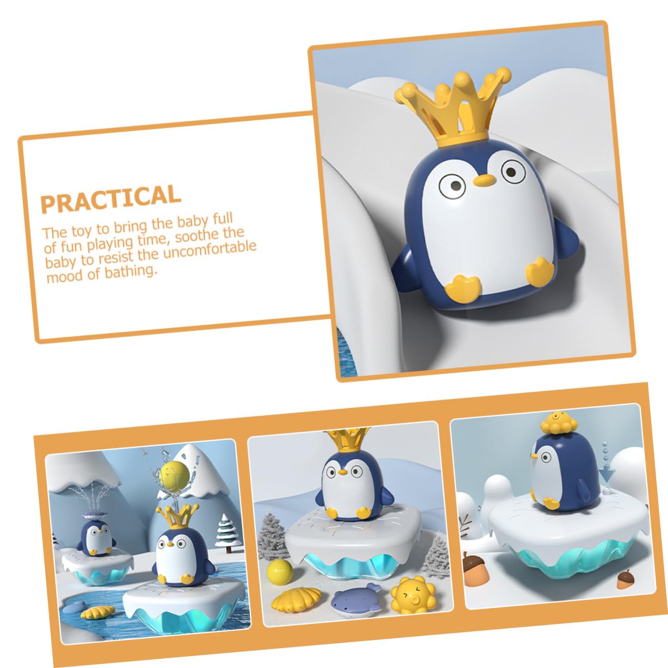 Juguete de Baño Pingüino Rociador de Agua Abs 1 Juego para Bebés