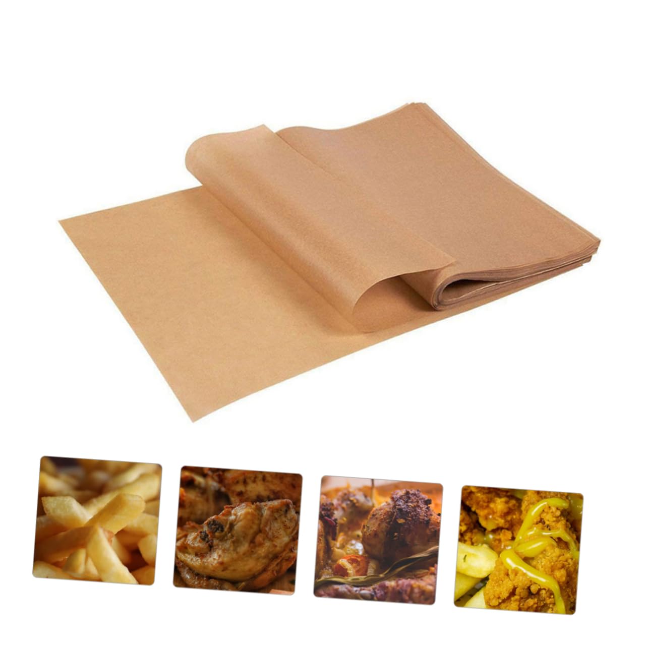 Hemobllo Carta da Forno Marrone 12x16 Pollici in Polpa di Legno Antiaderente per Barbecue e Friggitrice ad Aria, 200 Pezzi per Cottura e Dolci senza Attaccarsi