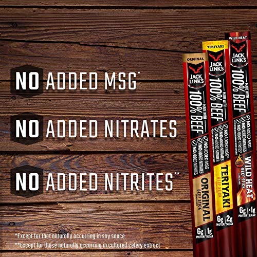Jack Link's Beef Sticks - Includes (9) Original, (7) Teriyaki, (4) Wild Heat‚ Protein Snack, No Added Msg – 0.92 Oz. (20 Count) #TOP2