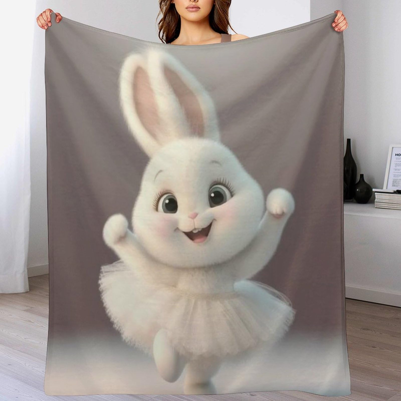 Couverture en flanelle Lapin Mignon plaid chaud et doux 130x180