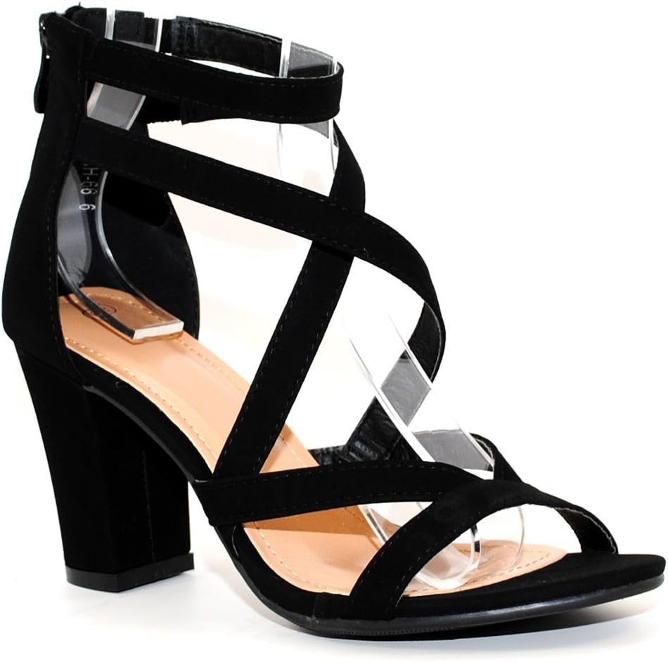 Women's Chunky Heel Sandals - Comfortable Ankle Strap