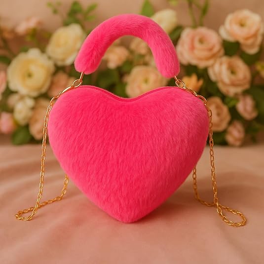 Pretty Baby Bag Love Shape Purse for Kids Girls Mini Hand Bag for Girls with Chain