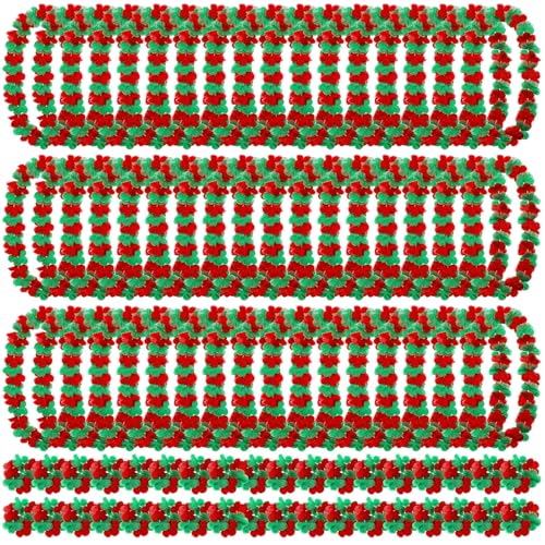 Riceshoot 72 Pcs Christmas in July Leis Set for Hawaiian Luau Party Tropical Leis Decorations Hawaiian Necklace and Wristband Flower for Xmas Holiday Luau Party
