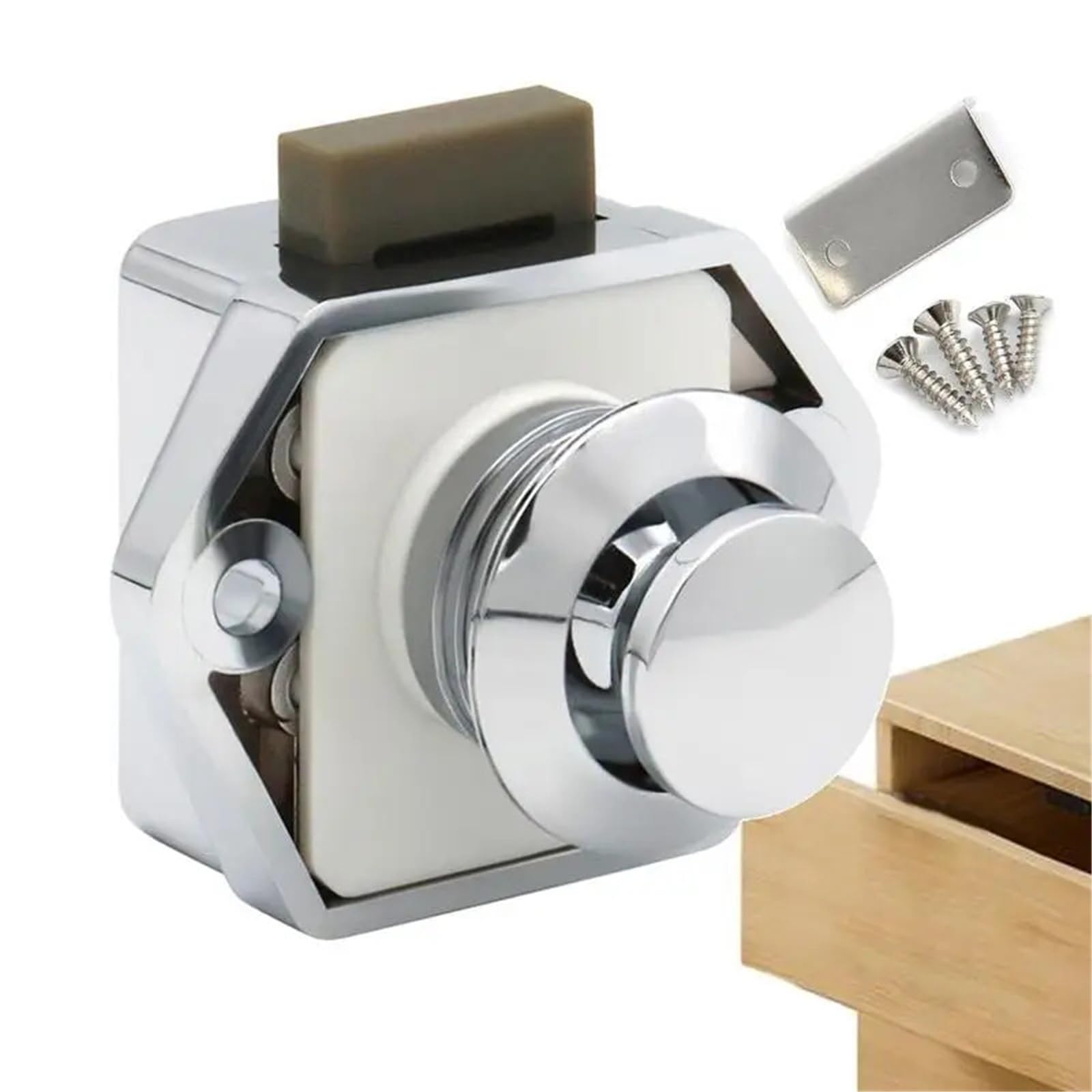Verrou à bouton-poussoir camping-car 20mm - Fermeture placard bateau caravane