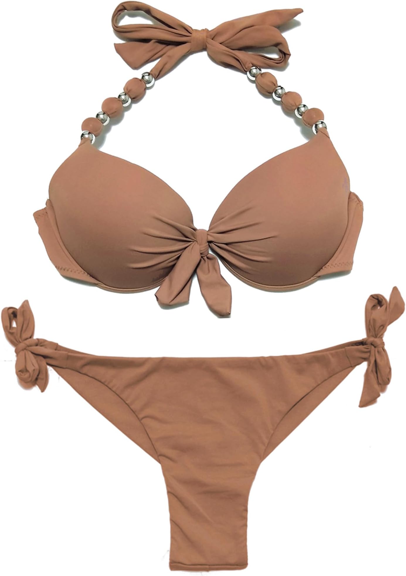 EONAR Womens Removable Padded Push Up Bikini Set Tie Side Swimsuit Swimwear