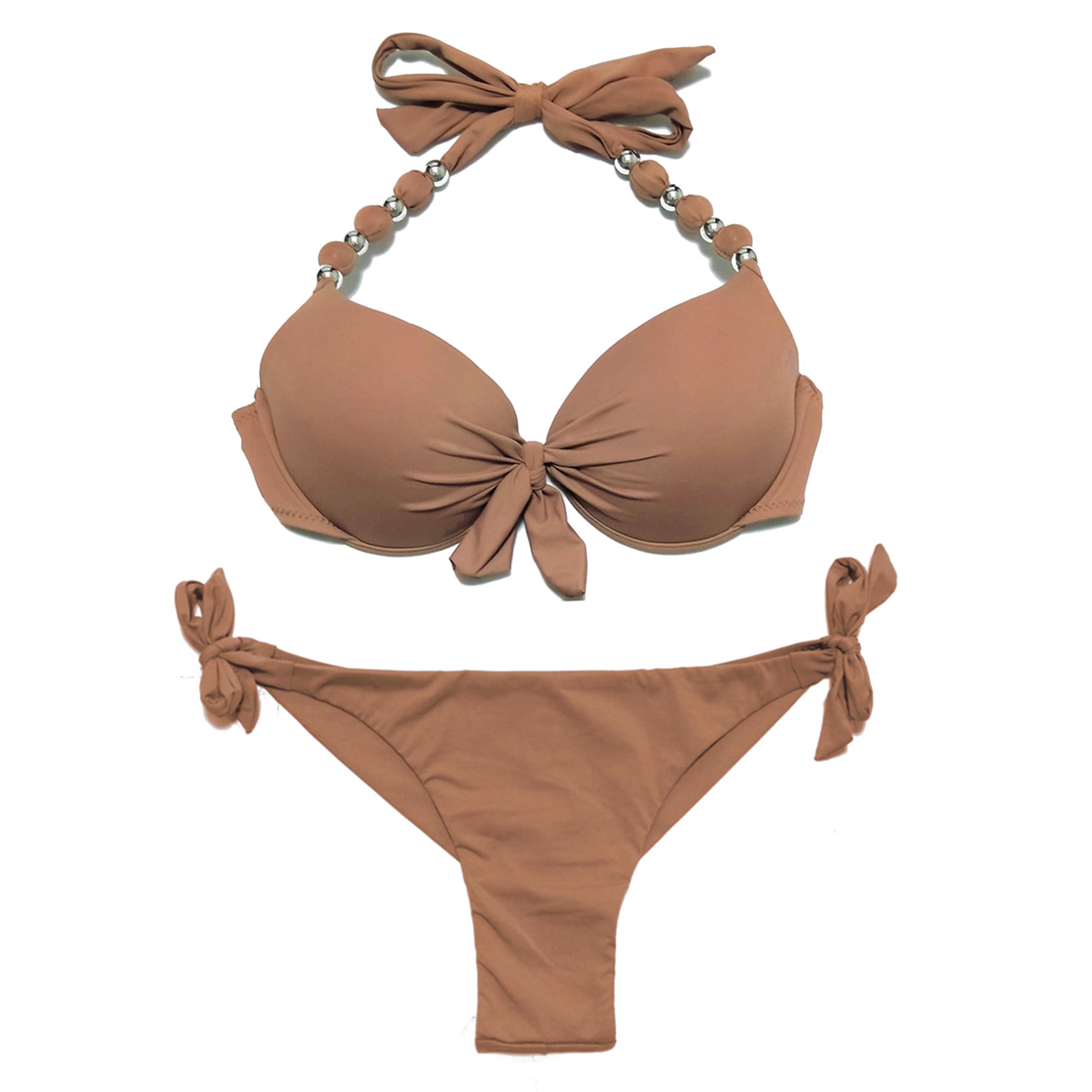 EONAR Womens Removable Padded Push Up Bikini Set Tie Side Swimsuit Swimwear