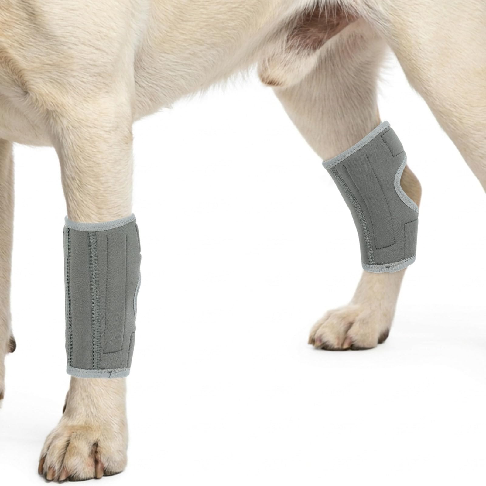 PUMYPOREITY 2Pcs Dog Front Leg Hock, Dog Compression Wraps Durable Elbow Protector Help with Ligament Injuries Sprains and Loss of Stability Caused by Arthritis(Grey, L)