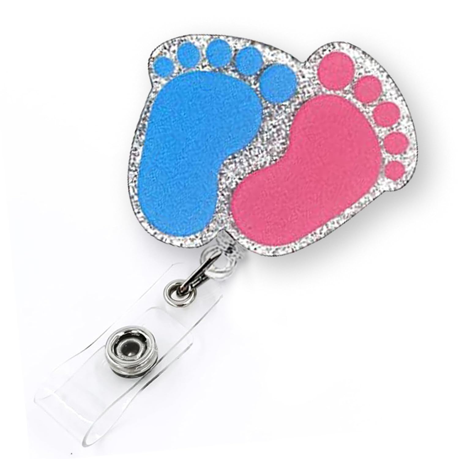 Baby Feet Badge Reel Retractable for Labor and Delivery Nurse & Midwife, NICU Nurse Badge Clip, L&D Badge Reel, Cute OB/GYN Baby Badge Holder with
