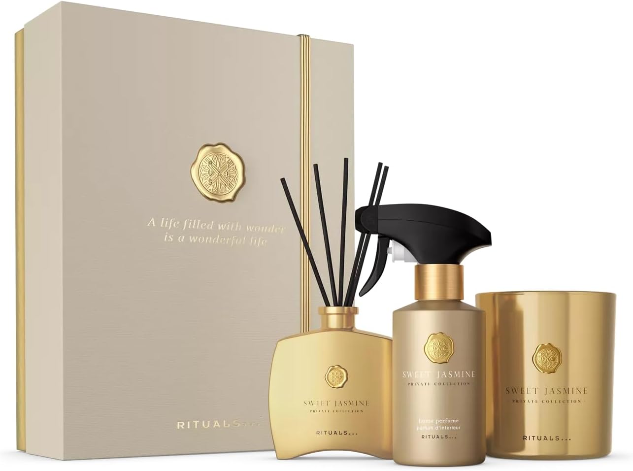 RITUALS Gift Set Sweet Jasmine Large – Luxury Home Fragrance Products from the Private Collection – Aromatherapy Gift Box with home perfume, a scented candle and fragrance sticks