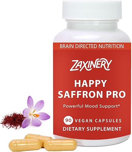 Happy Saffron Supplements - Suplemento de extracto de azafrán 100% puro para el estado de ánimo, la concentración, el apoyo a la salud ocular,