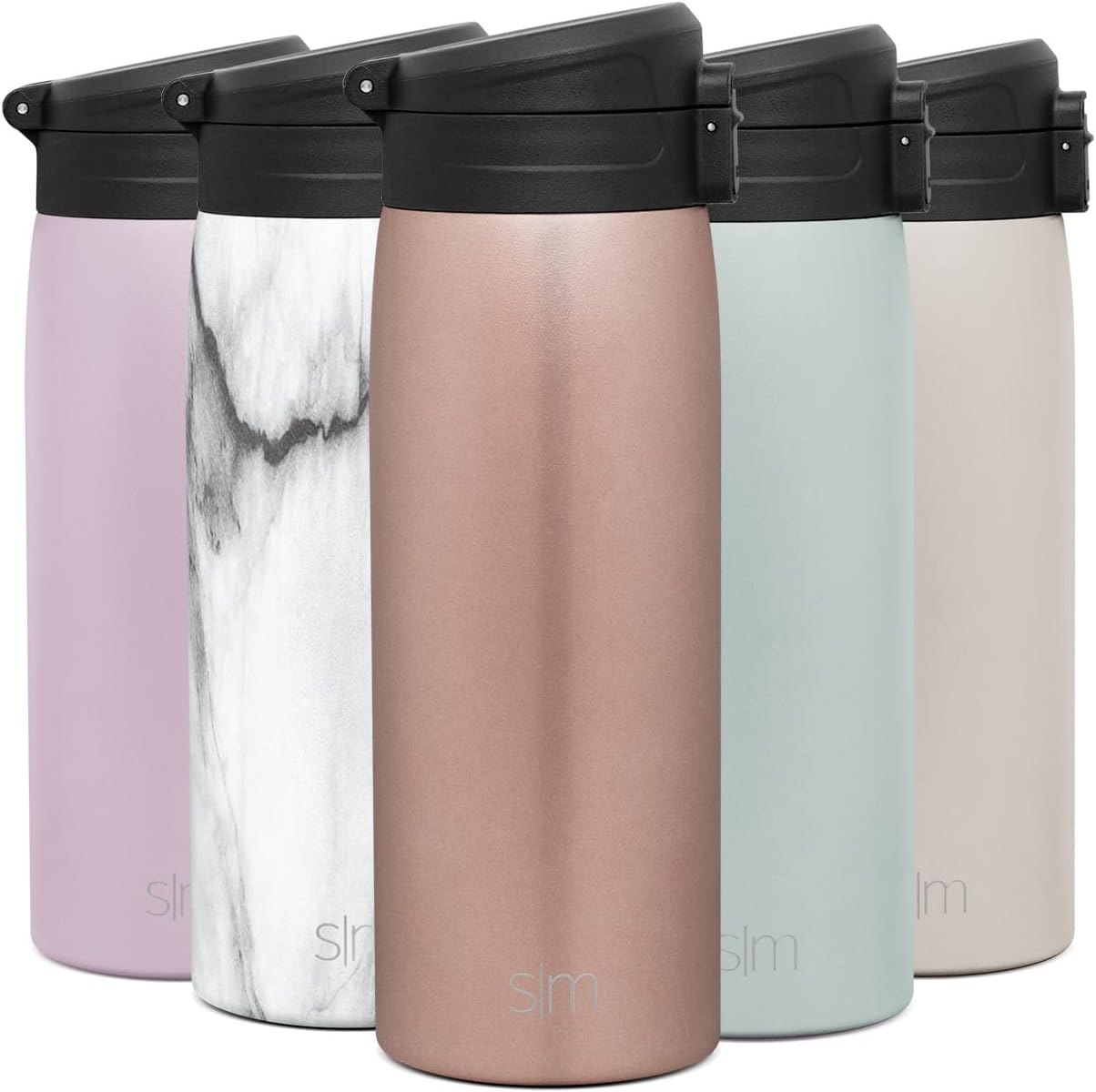 Simple Modern Insulated Thermos Travel Coffee Mug with Snap Flip Lid | Leakproof Reusable Stainless Steel Tumbler Cup | Gifts for Women Men Him Her | Kona Collection | 16oz | Rose Gold
