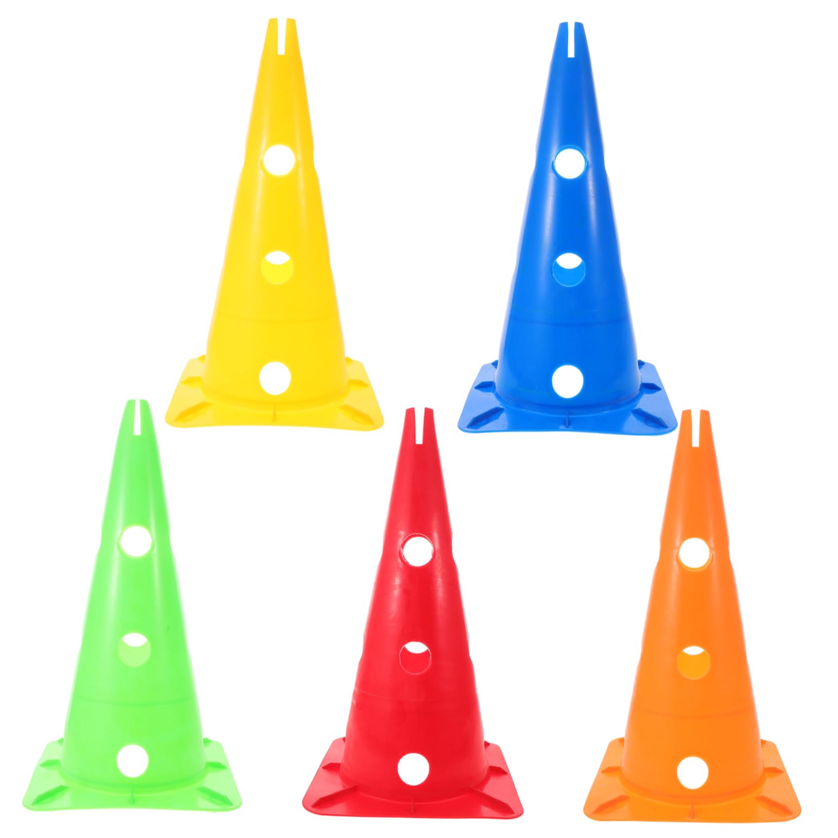 Yardwe Lot de 5 Cônes de Signalisation en PE Base Carrée, Robustes et Portables, pour Entraînements de Football et Compétitions Sportives